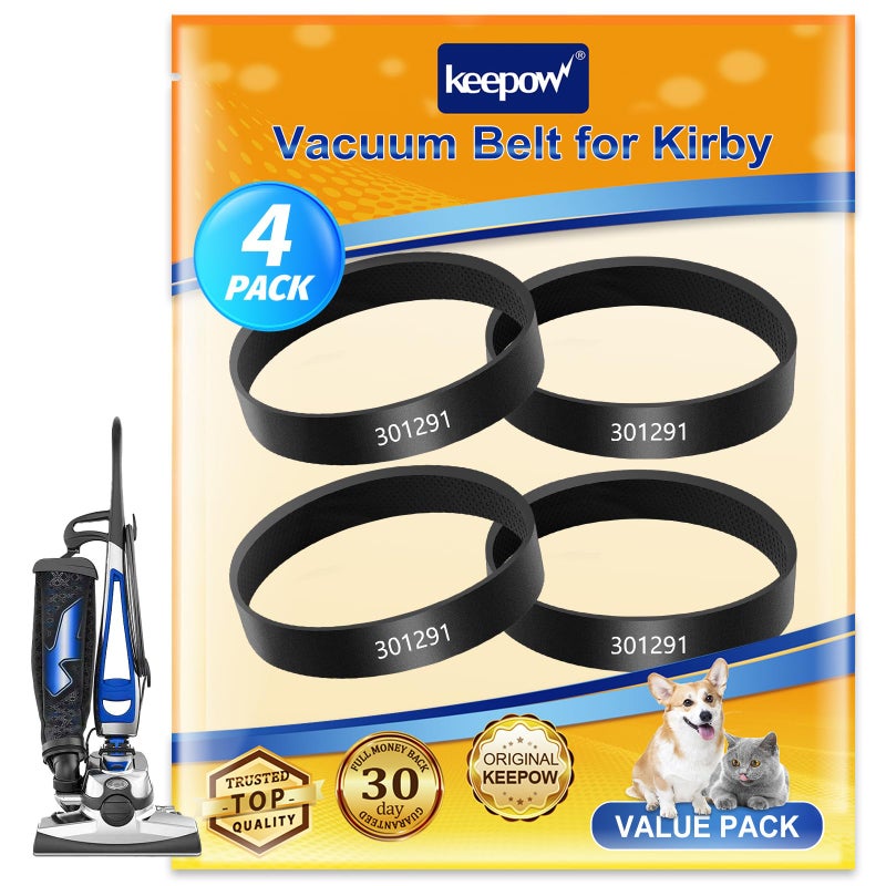 KEEPOW حزام مكنسة كهربائية KEEPOW لكيربي، حزام بديل 301291G متوافق مع سلسلة كيربي سنتريا، أفالير 2، G3 G4 G5 G6 G7 (4 عبوات) - Image 1